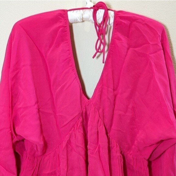 NWT Anthropologie Let Me Be V-neck Flowy Mini Cover Up Dress in Pink - Picture 9 of 16